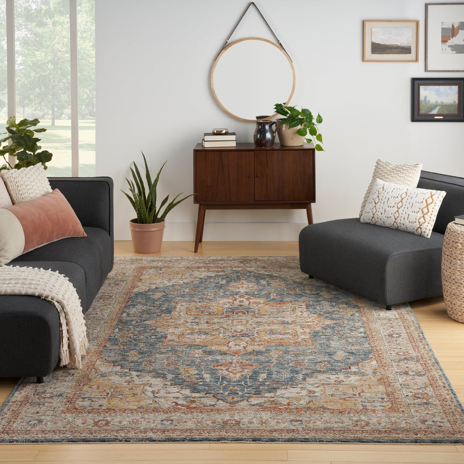 Nourison Sahar SHR06 Ivory/Blue Rug - Love-Rugs
