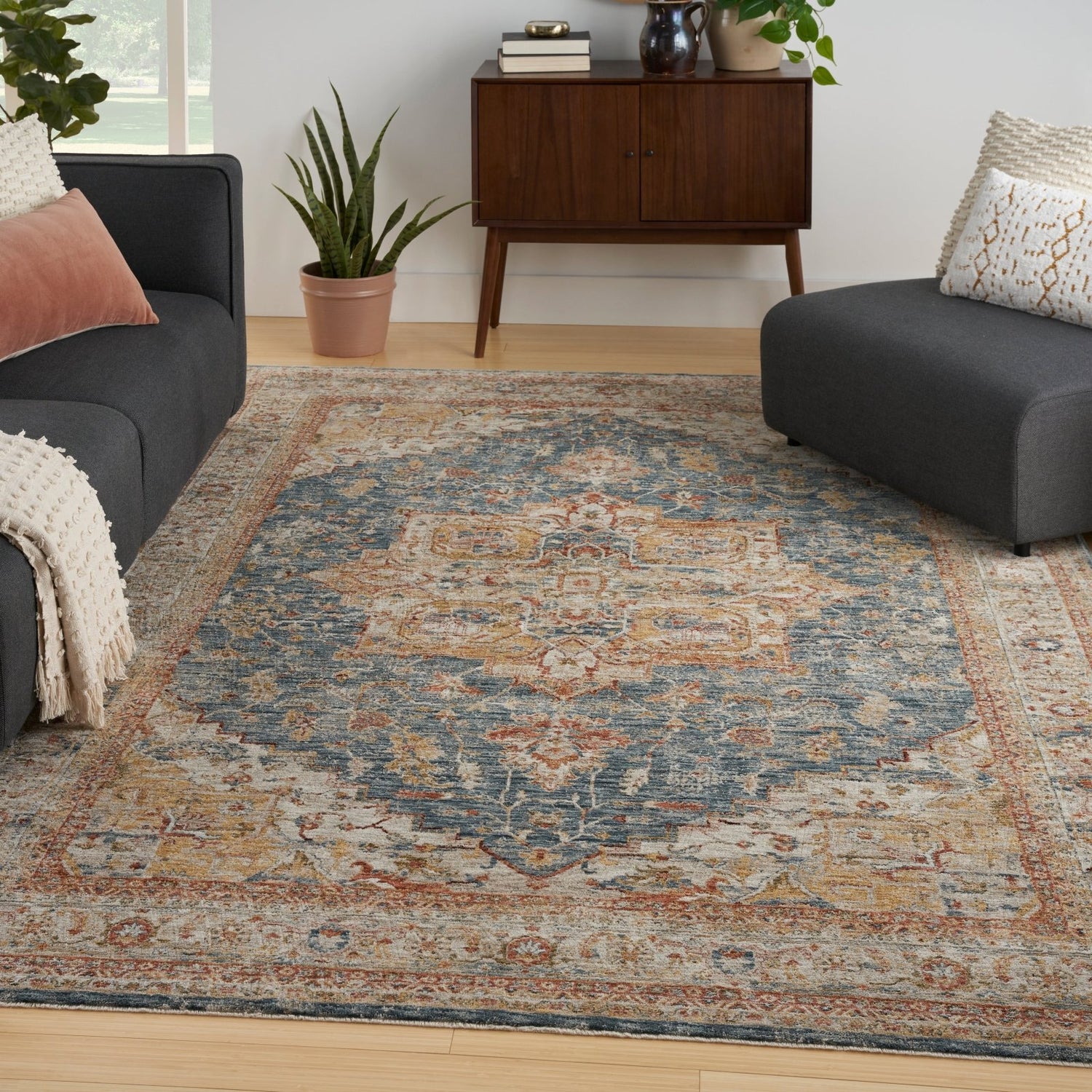 Nourison Sahar SHR06 Ivory/Blue Rug - Love-Rugs