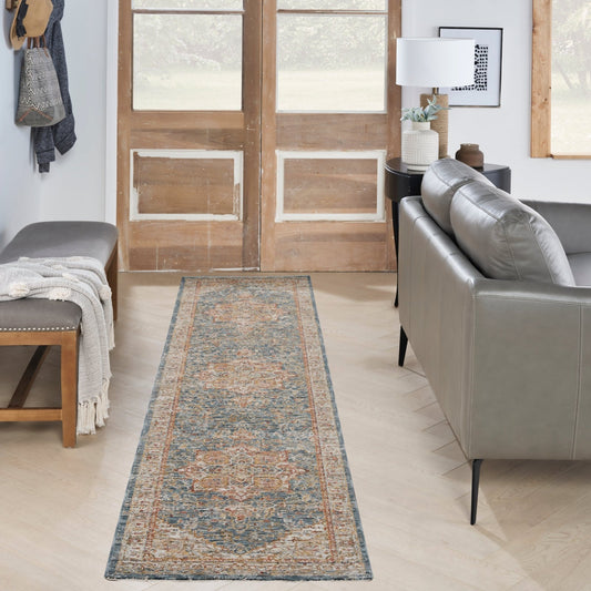 Nourison Sahar SHR06 Ivory/Blue Runner Rug - Love-Rugs alternate image
