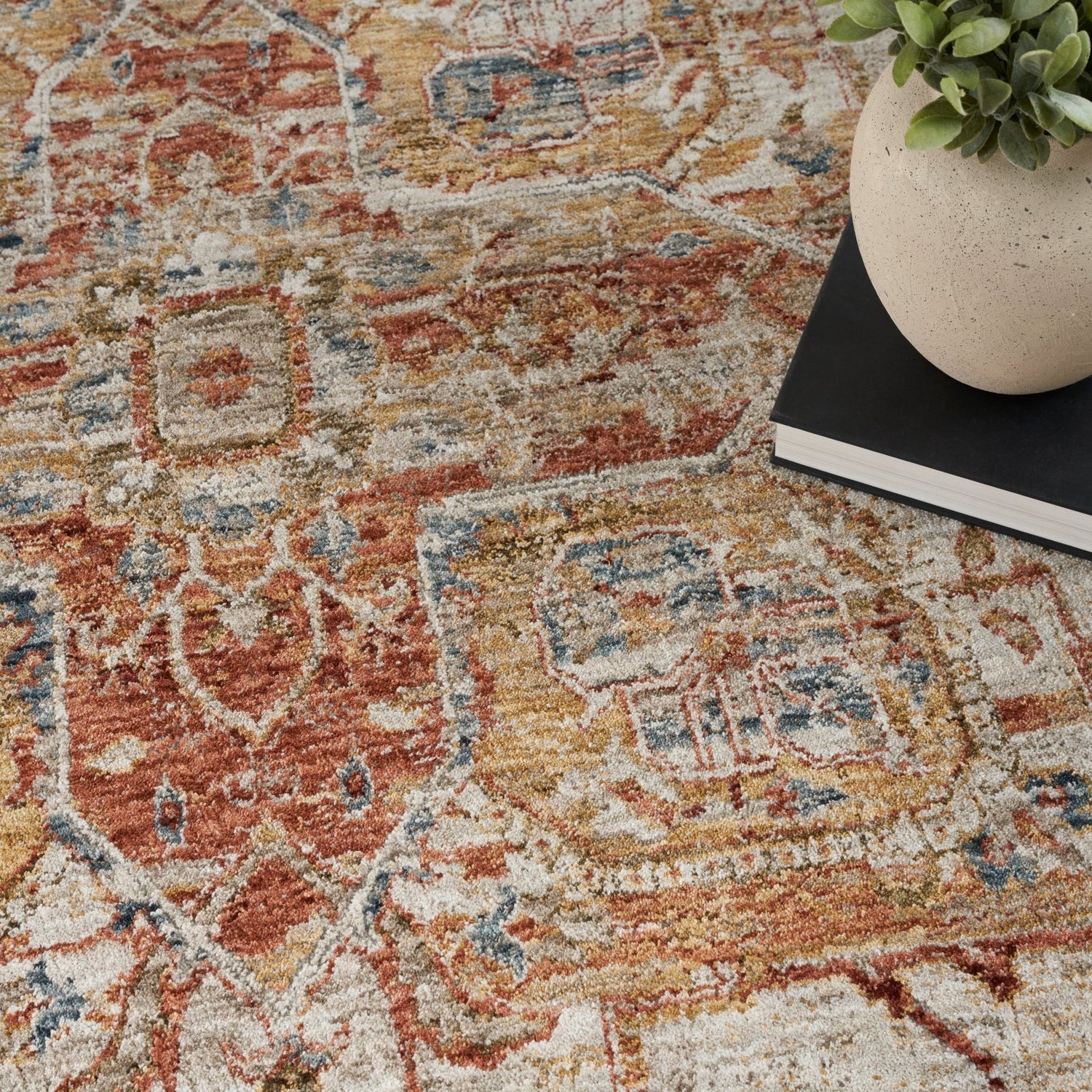 Nourison Sahar SHR06 Ivory/Rust Rug - Love-Rugs