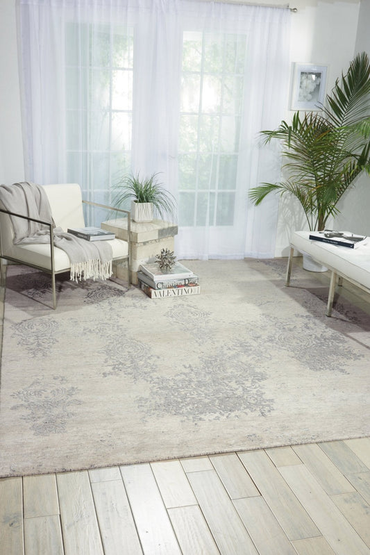 Nourison Silk Shadows SHA14 Ivory Silver Rug - Love-Rugs