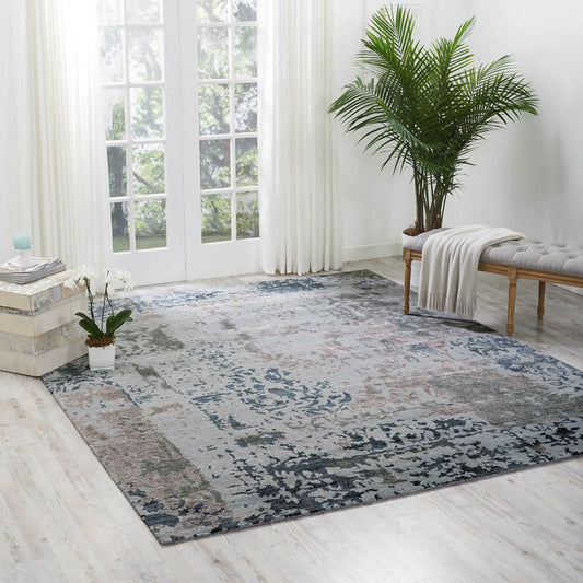 Nourison Silk Shadows SHA16 Silver Grey Rug - Love-Rugs