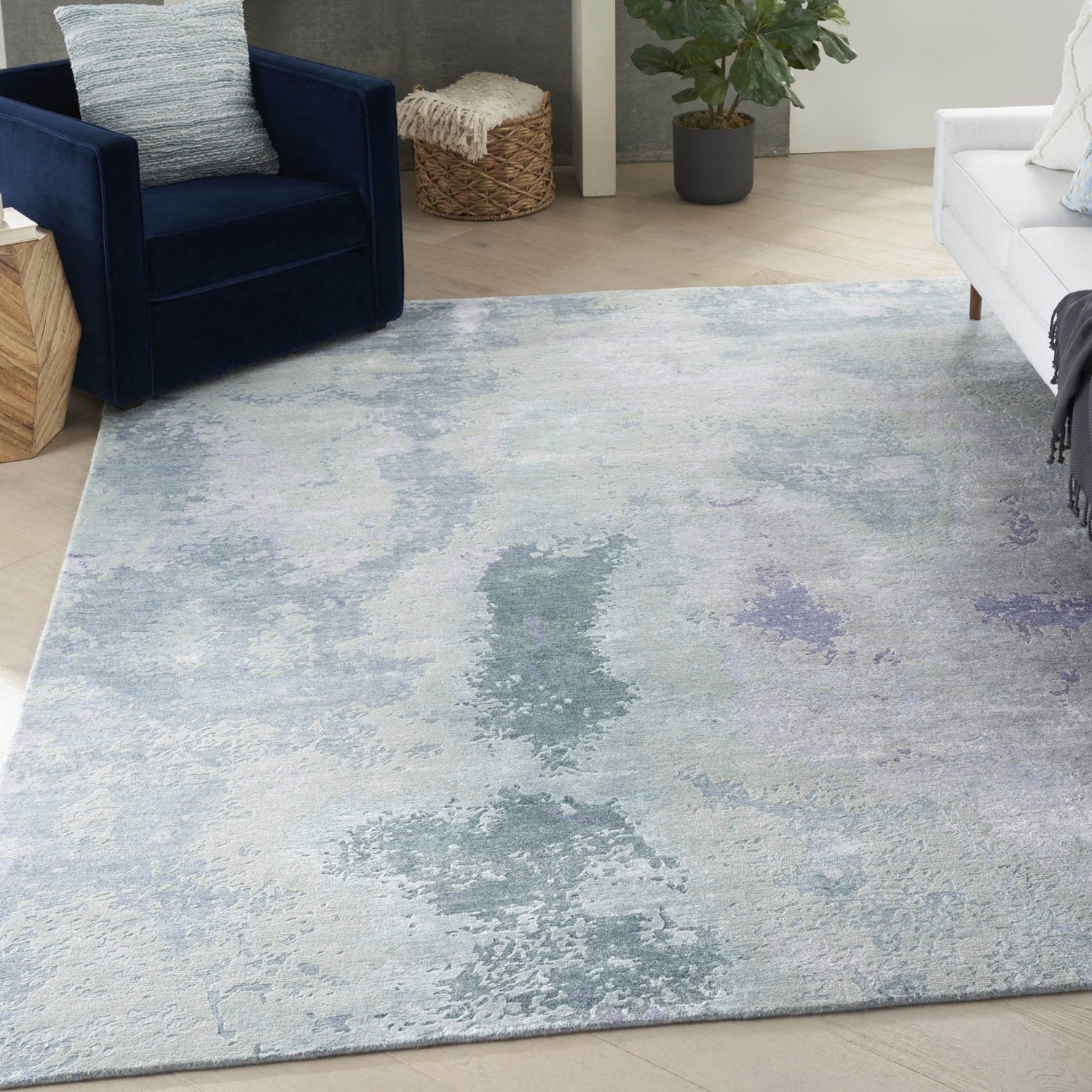 Nourison Silk Shadows SHA22 Blue Green Rug - Love-Rugs