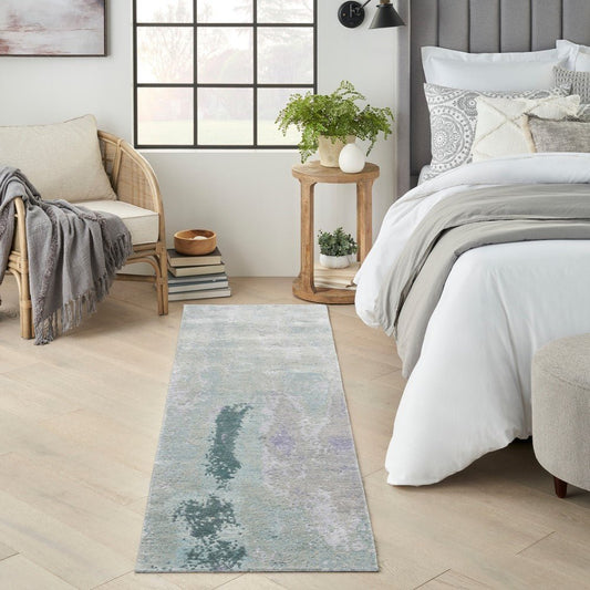 Nourison Silk Shadows SHA22 Blue Green Runner Rug - Love-Rugs alternate image
