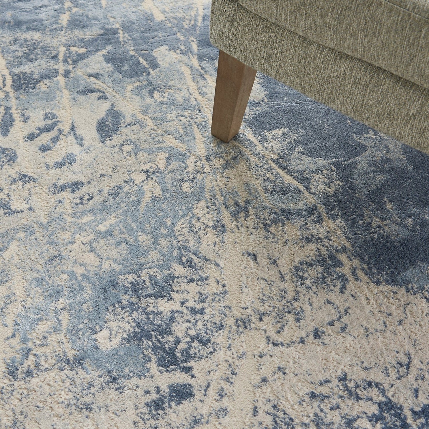 Nourison Silky Textures SLY02 Blue Cream Rug - Love-Rugs