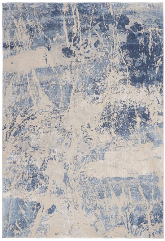 Nourison Silky Textures SLY02 Blue Cream Rug - Love-Rugs