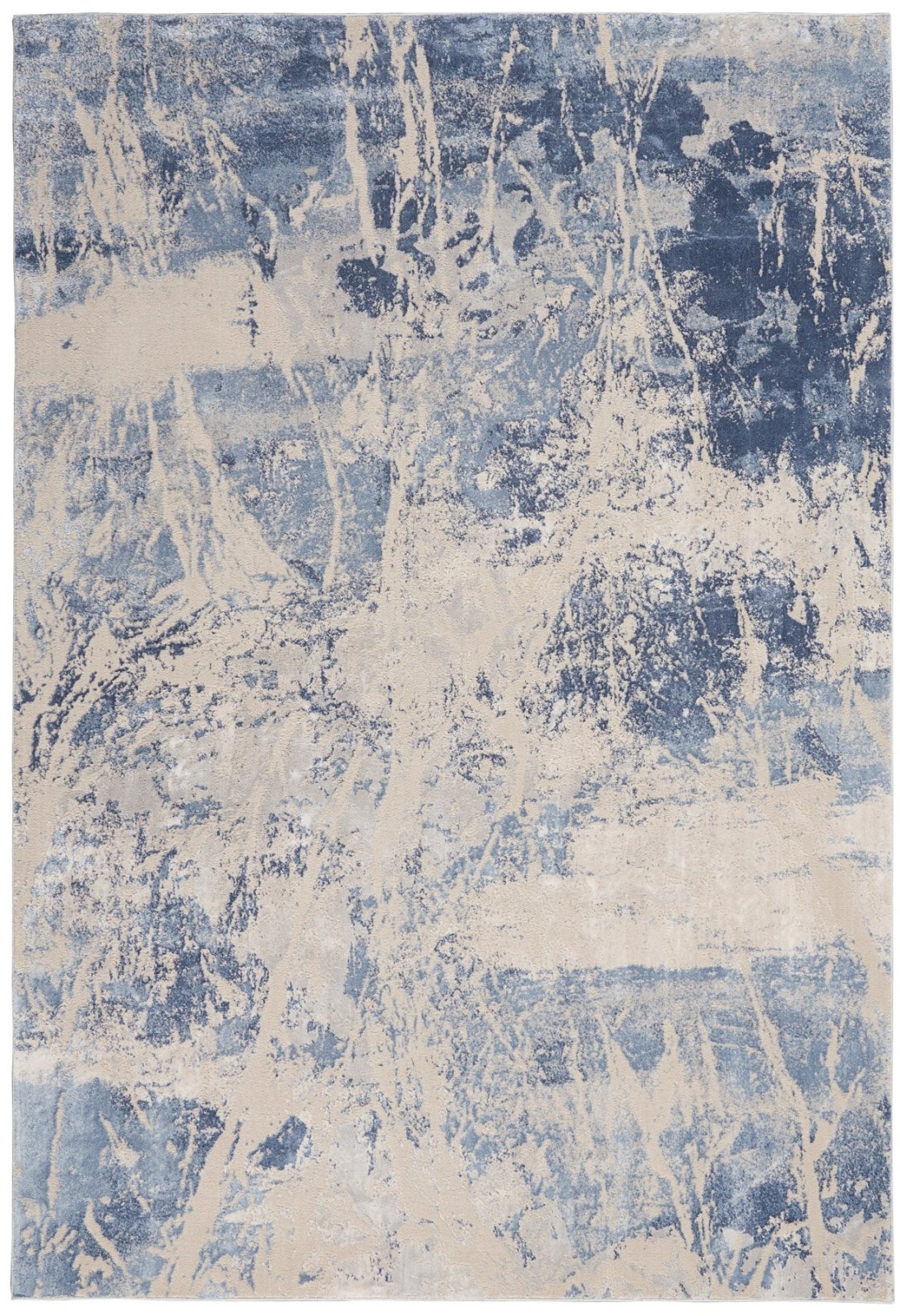Nourison Silky Textures SLY02 Blue Cream Rug - Love-Rugs