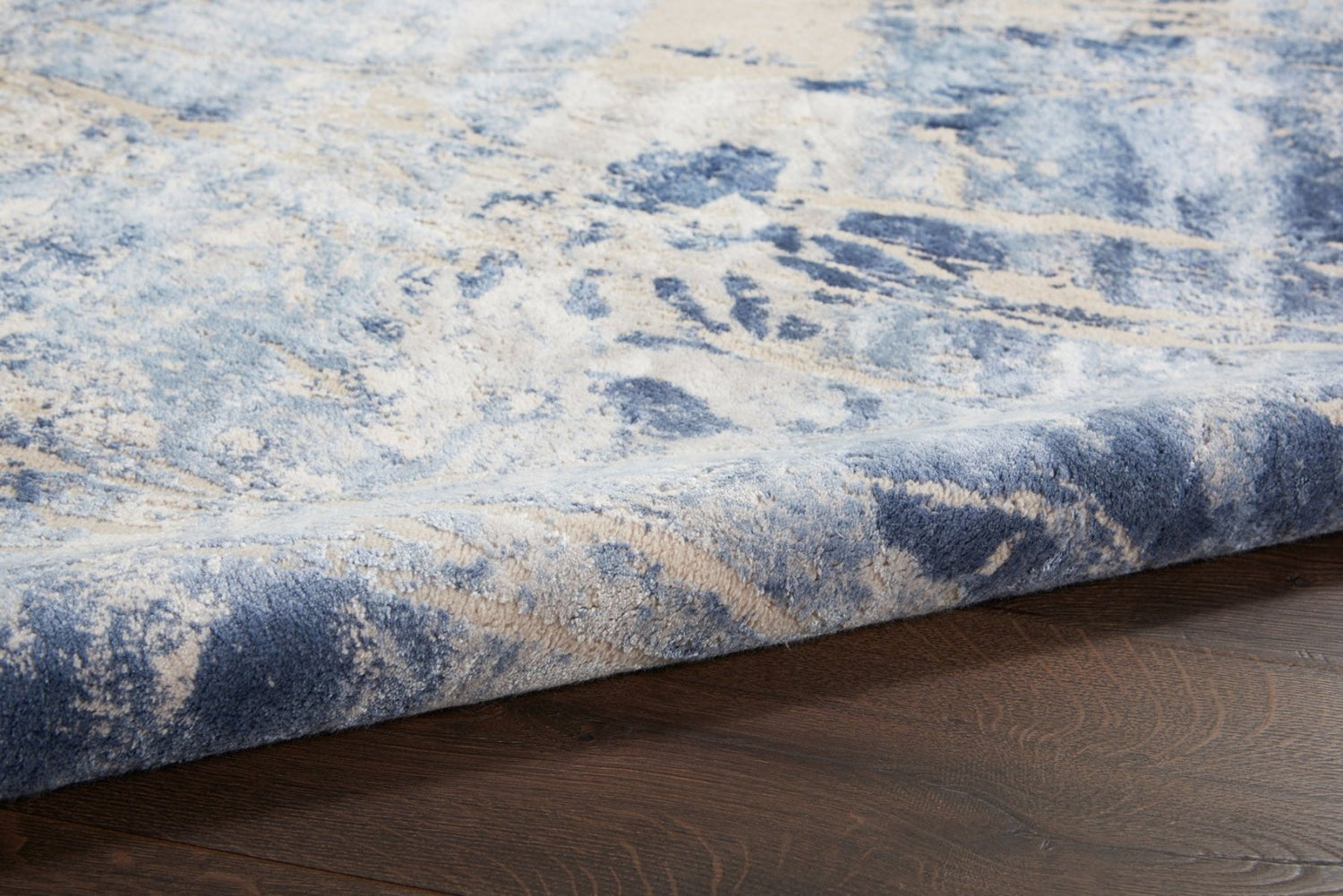 Nourison Silky Textures SLY02 Blue Cream Rug - Love-Rugs