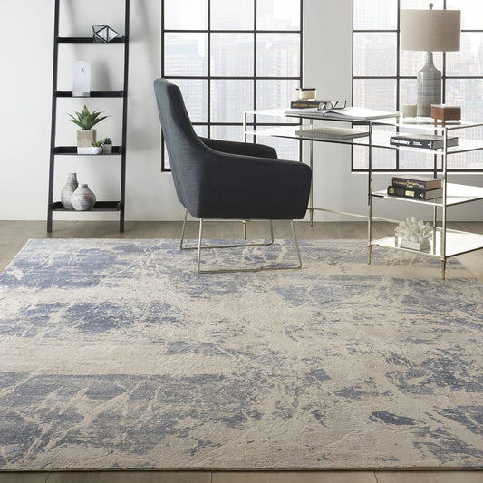 Nourison Silky Textures SLY02 Blue Cream Rug - Love-Rugs alternate image