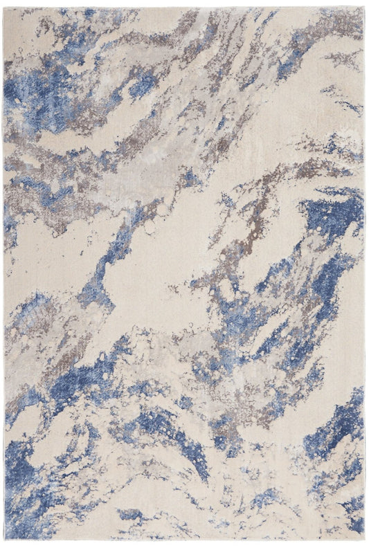 Nourison Silky Textures SLY03 Blue Ivory Grey Rug - Love-Rugs