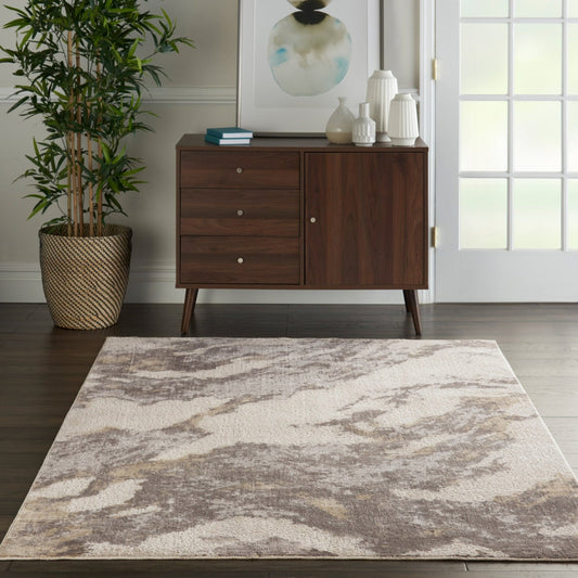 Nourison Silky Textures SLY03 Brown Ivory Rug - Love-Rugs alternate image