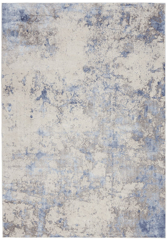 Nourison Silky Textures SLY04 Blue Ivory Grey Rug - Love-Rugs