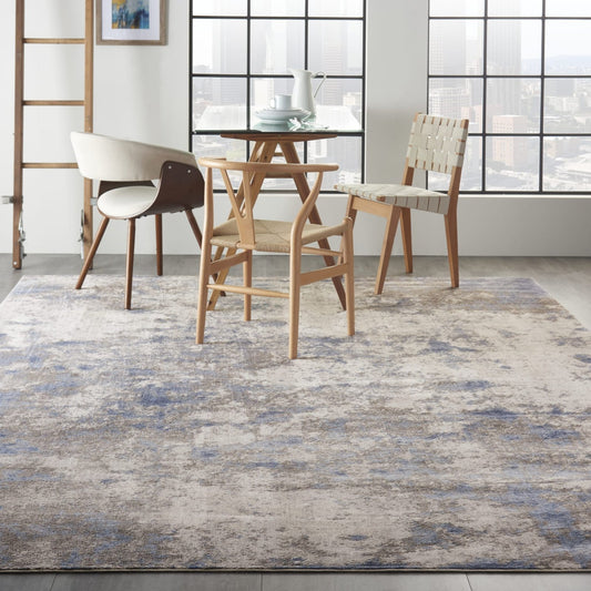 Nourison Silky Textures SLY04 Blue Ivory Grey Rug - Love-Rugs alternate image