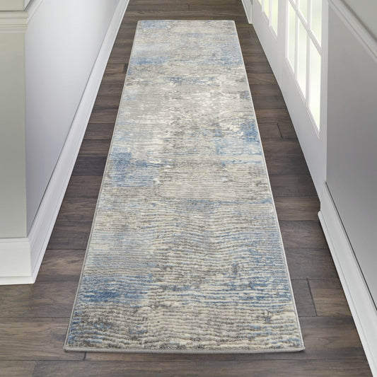 Nourison Solace SLA01 Ivory / Grey / Blue Runner Rug - Love-Rugs alternate image
