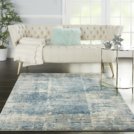 Nourison Solace SLA02 Ivory / Grey / Blue Rug - Love-Rugs