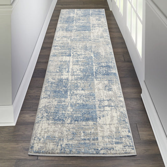 Nourison Solace SLA02 Ivory / Grey / Blue Runner Rug - Love-Rugs alternate image