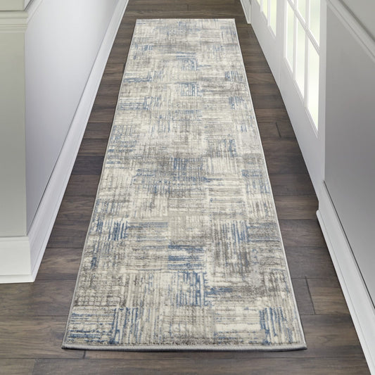 Nourison Solace SLA03 Ivory / Grey / Blue Runner Rug - Love-Rugs alternate image
