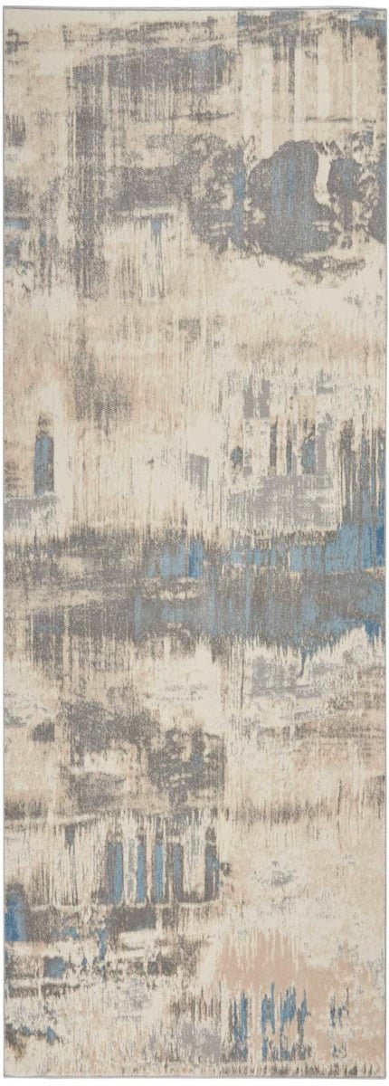 Nourison Solace SLA07 Ivory / Grey / Blue Runner Rug - Love-Rugs