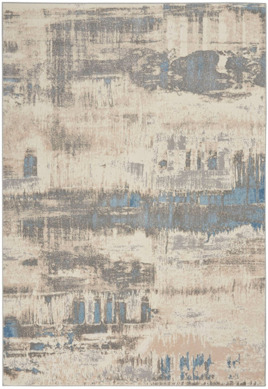 Nourison Solace SLA07 Ivory/Grey/Blue Rug - Love-Rugs