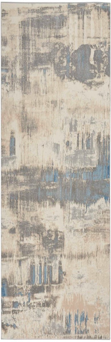 Nourison Solace SLA08 Ivory / Grey / Blue Runner Rug - Love-Rugs