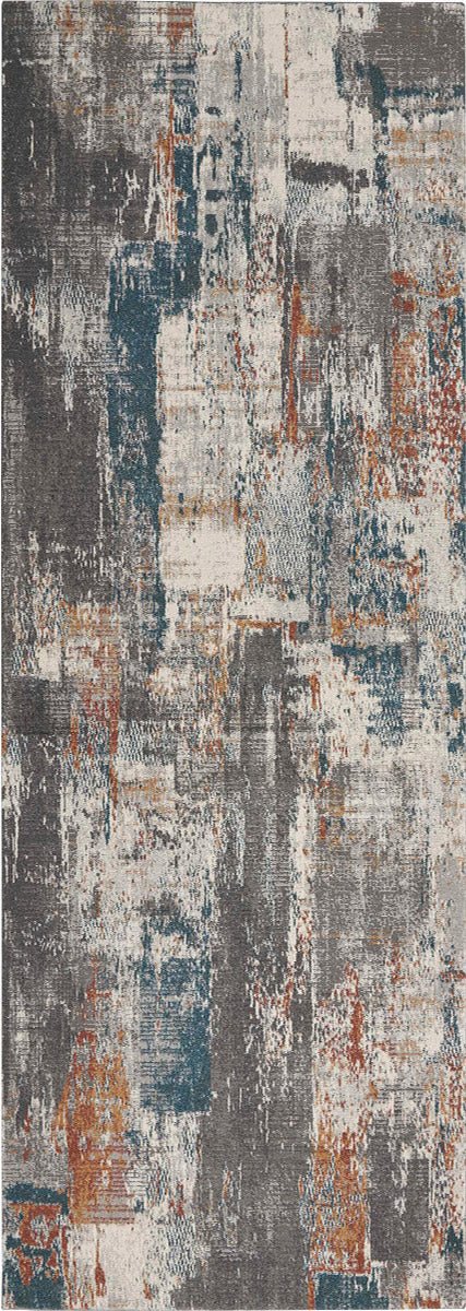 Nourison Tangra TNR06 Grey Multi colour Runner Rug - Love-Rugs