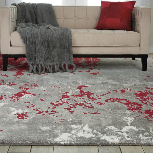 Nourison Twilight TWI21 Grey Red Rug - Love-Rugs