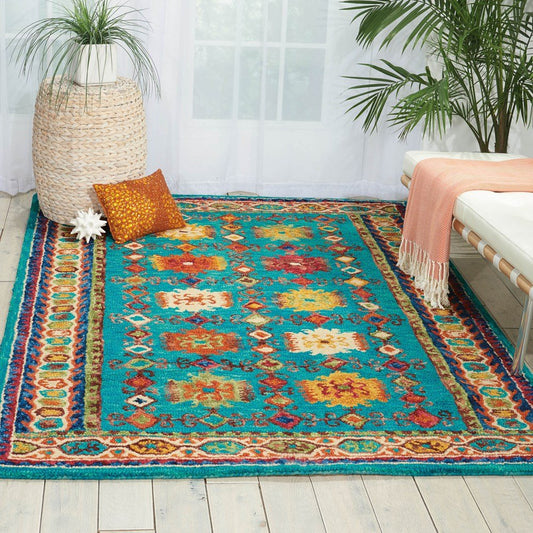 Nourison Vibrant VIB09 Teal Rug - Love-Rugs