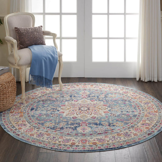 Nourison Vintage Kashan VKA01 Blue Round Rug - Love-Rugs alternate image