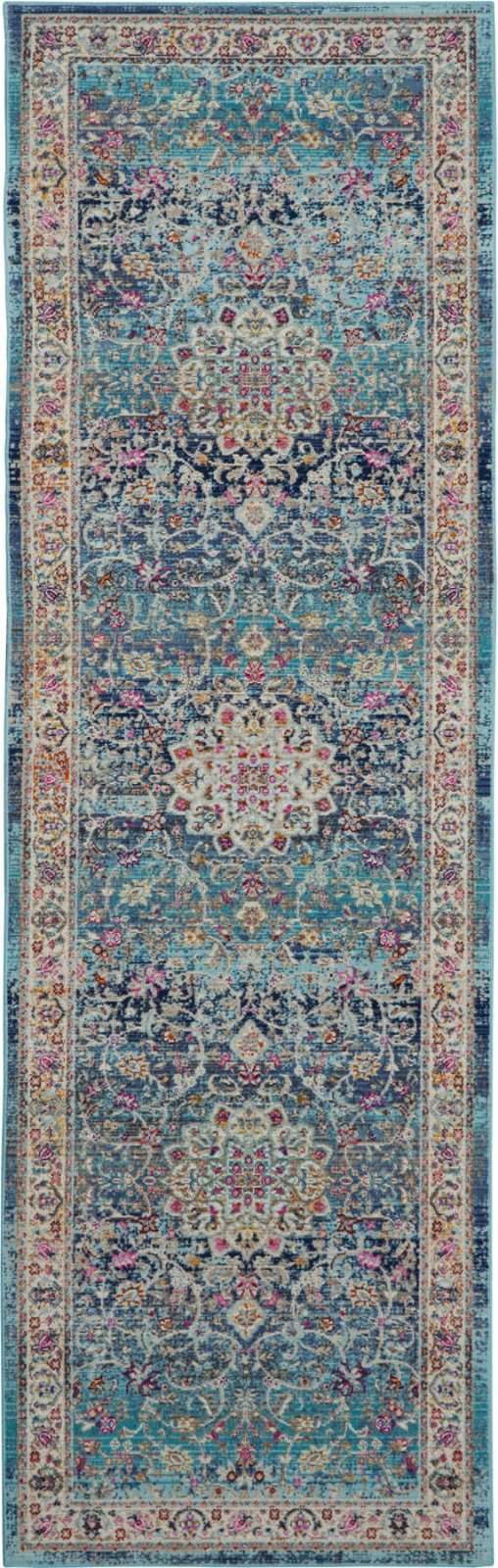 Nourison Vintage Kashan VKA01 Blue Runner Rug - Love-Rugs