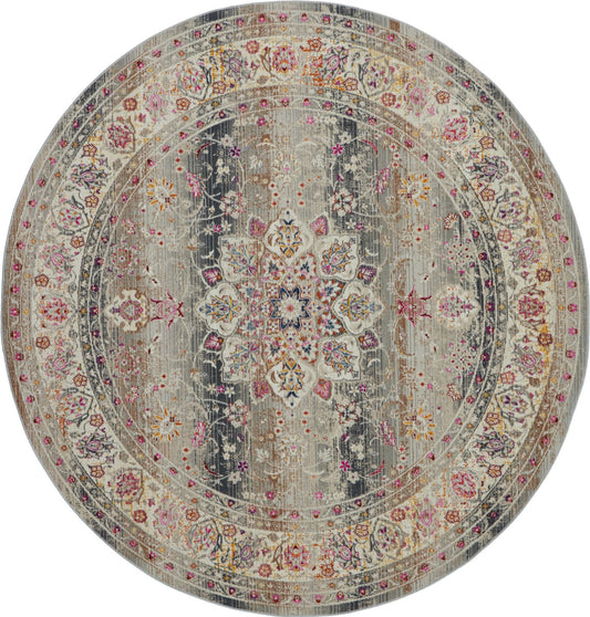 Nourison Vintage Kashan VKA01 Grey Round Rug - Love-Rugs