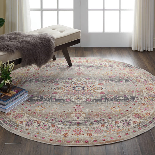 Nourison Vintage Kashan VKA01 Grey Round Rug - Love-Rugs alternate image