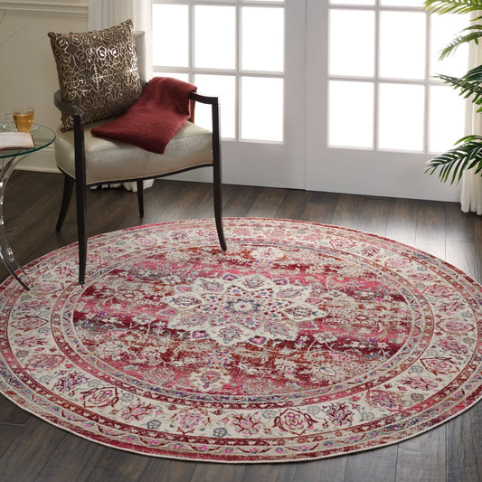 Nourison Vintage Kashan VKA01 Red Round Rug - Love-Rugs alternate image