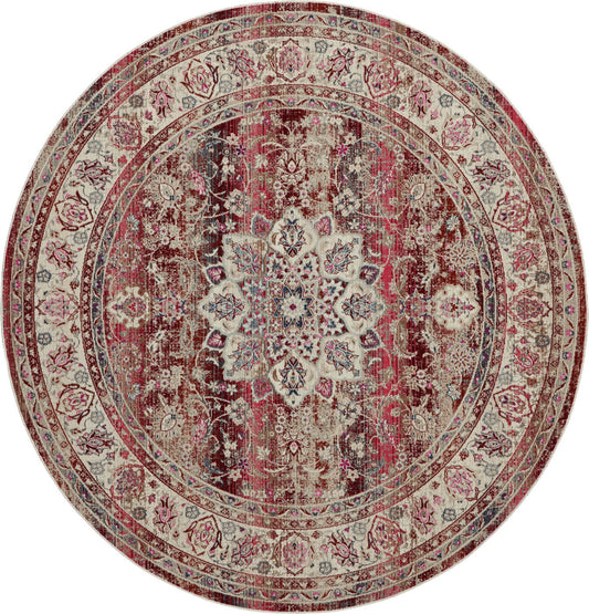 Nourison Vintage Kashan VKA01 Red Round Rug - Love-Rugs