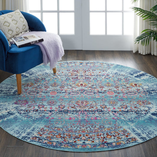 Nourison Vintage Kashan VKA02 Blue Round Rug - Love-Rugs alternate image
