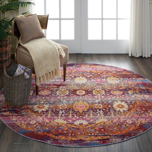 Nourison Vintage Kashan VKA03 Red Multi Round Rug - Love-Rugs alternate image
