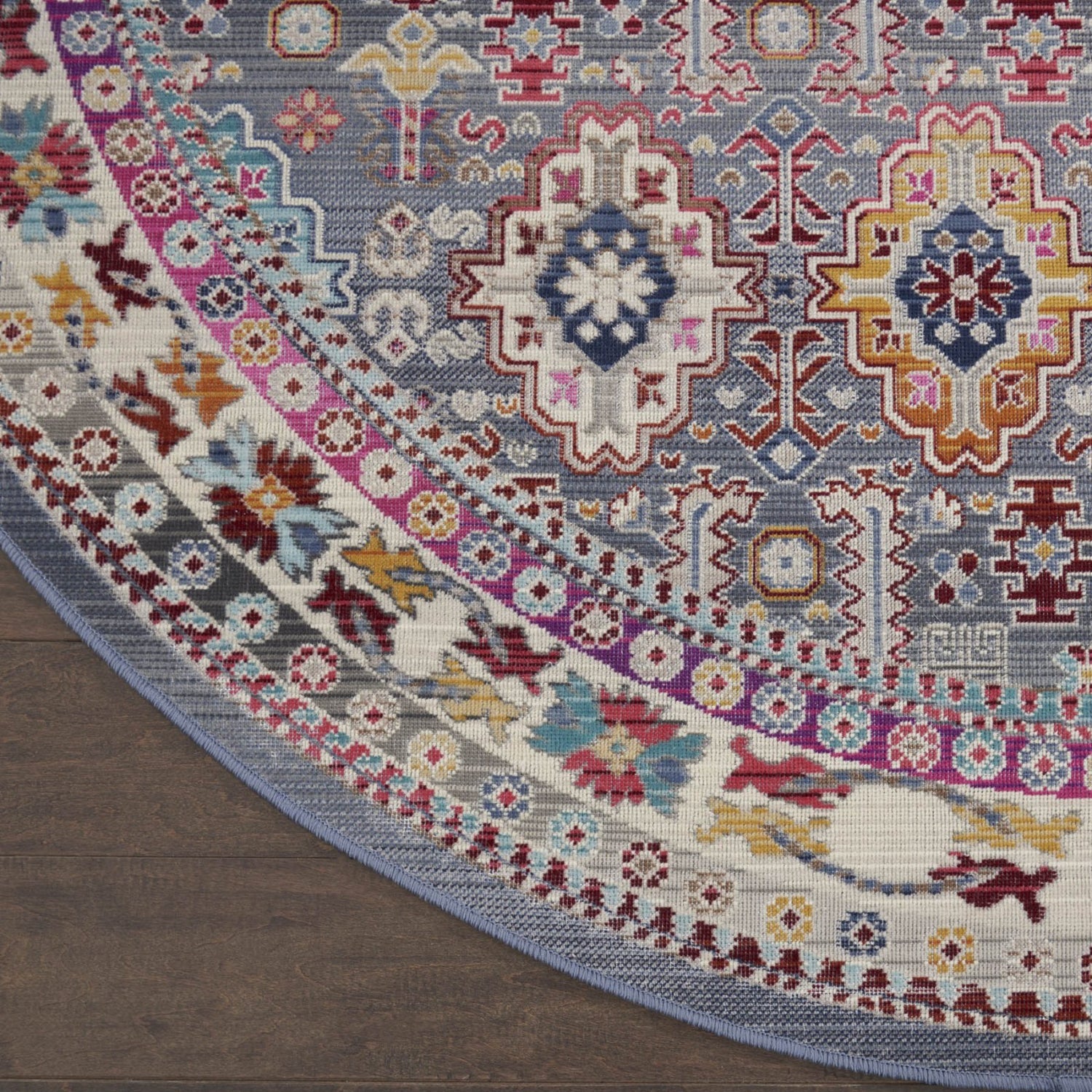 Multicolour Retro Rug Nourison Vintage Kashan VKA05 Grey / Multicolour Round Rug – Love-Rugs