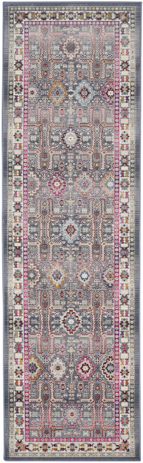 Nourison Vintage Kashan VKA05 Grey / Multicolour Runner Rug - Love-Rugs