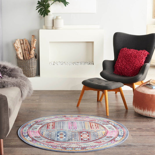 Nourison Vintage Kashan VKA06 Grey / Multicolour Round Rug - Love-Rugs alternate image