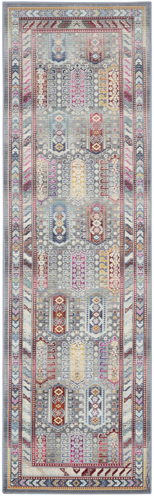 Nourison Vintage Kashan VKA06 Grey / Multicolour Runner Rug - Love-Rugs