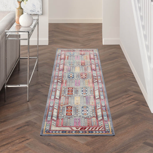 Nourison Vintage Kashan VKA06 Grey / Multicolour Runner Rug - Love-Rugs alternate image