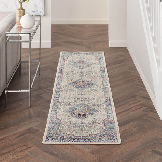 Nourison Vintage Kashan VKA07 Ivory Blue Runner Rug - Love-Rugs alternate image
