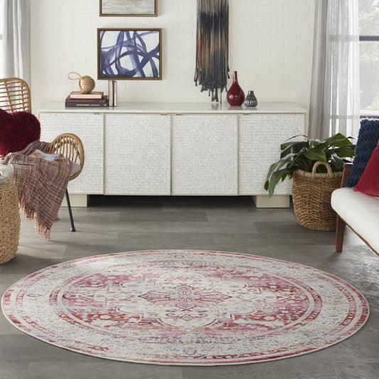 Nourison Vintage Kashan VKA07 Red Ivory Round Rug - Love-Rugs alternate image