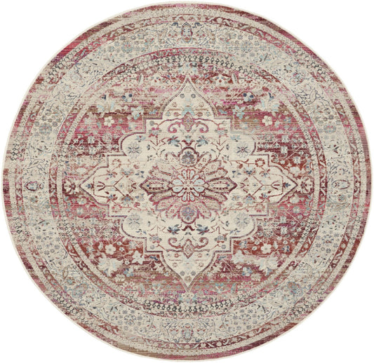 Nourison Vintage Kashan VKA07 Red Ivory Round Rug - Love-Rugs