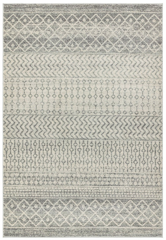 Nova NV35 Nomadic Aztec Grey Rug - Love-Rugs