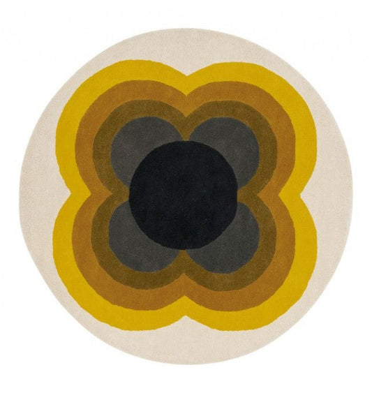 Orla Kiely Sunflower Yellow 060006 Round Rug - Love-Rugs