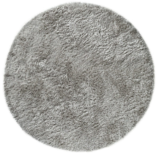 Plush Silver Circle Round Rug - Love-Rugs