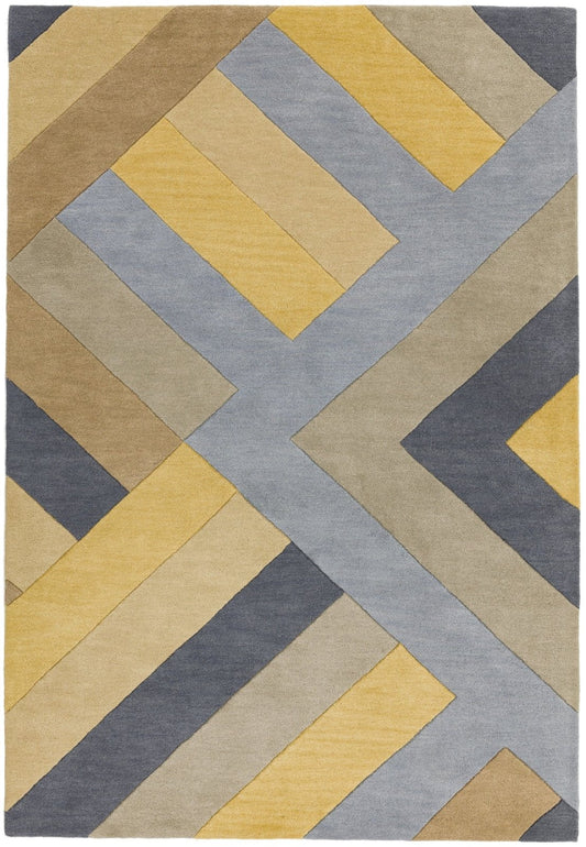 Reef RF02 Big Zig Ochre Grey Rug - Love-Rugs