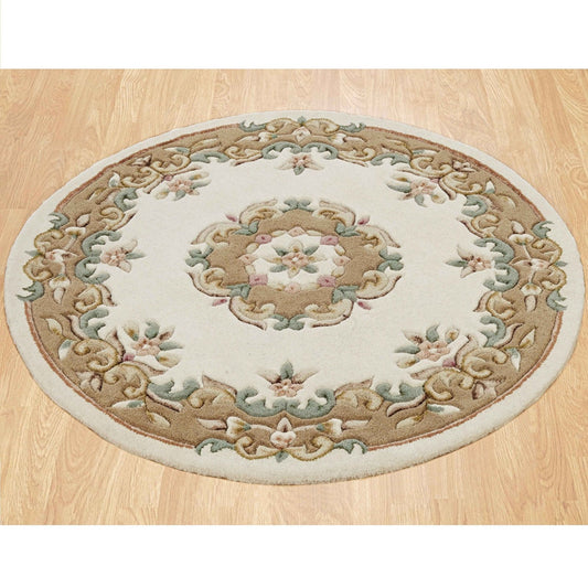 Royal Cream Beige Circle Round Rug - Love-Rugs