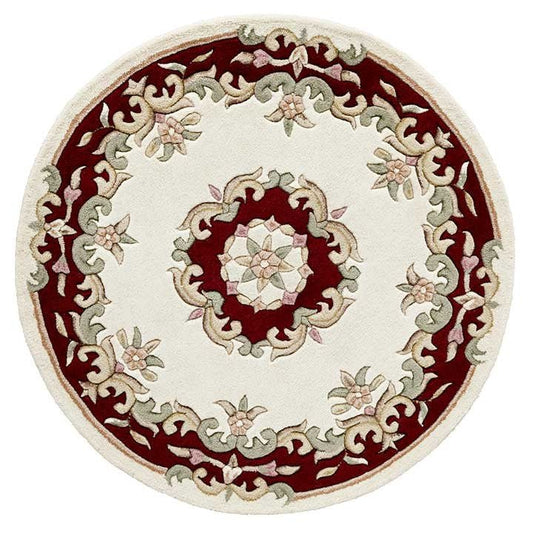 Royal Cream Red Circle Round Rug - Love-Rugs