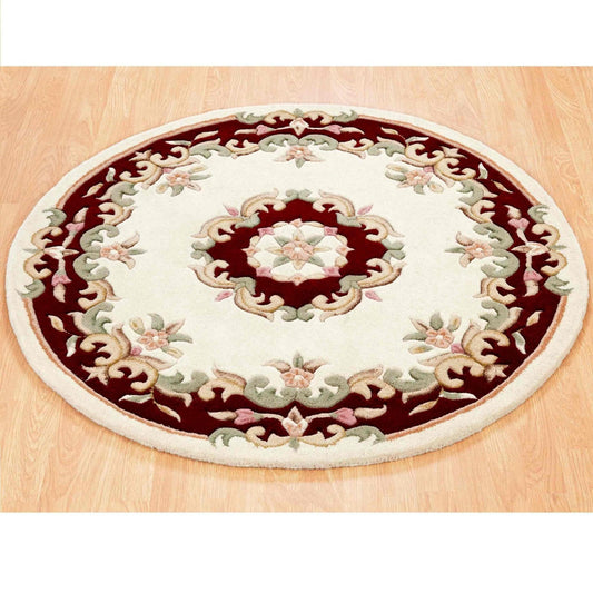 Royal Cream Red Circle Round Rug - Love-Rugs alternate image